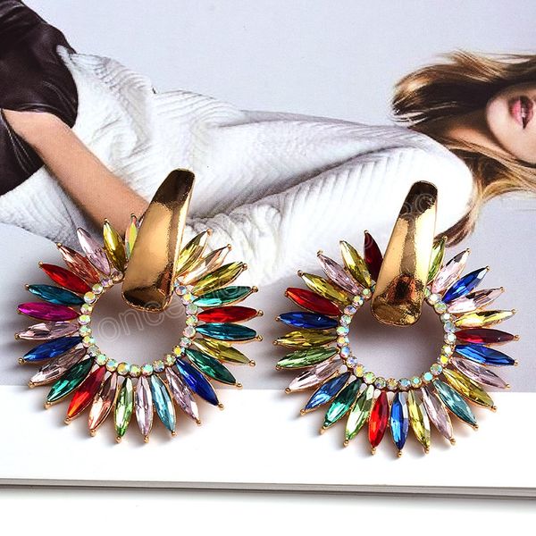 colorful crystal round metal dangle earrings classic earrings jewelry accessories for women, Silver
colorful crystal round metal dangle earrings classic earrings jewelry accessories for women, Silver