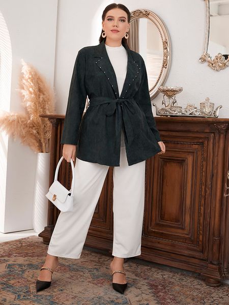 women s plus size outerwear coats toleen women clothing spring autumn fashion belted bling suit outwear long sleeve casual elegant office 22, Black
women s plus size outerwear coats toleen women clothing spring autumn fashion belted bling suit outwear long sleeve casual elegant office 22, Black