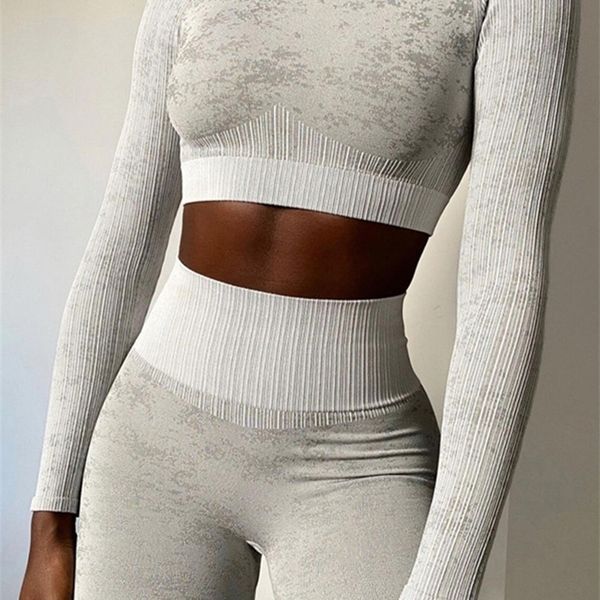 women's tracksuits exercise fitness clothing rid seamless yoga set women 2pcs two piece long sleeve crop t-shirt leggings outfit clothe, Gray
women's tracksuits exercise fitness clothing rid seamless yoga set women 2pcs two piece long sleeve crop t-shirt leggings outfit clothe, Gray