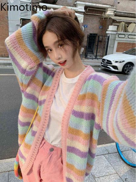 women's sweaters kimotimo rainbow striped vest jacket women autumn lazy long sleeve sweater korean chic sweet loose fashion knitted ves, White;black
women's sweaters kimotimo rainbow striped vest jacket women autumn lazy long sleeve sweater korean chic sweet loose fashion knitted ves, White;black