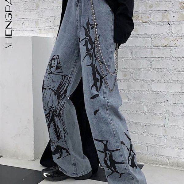 women's jeans shengpalae summer fashion ins street hip-hop printing wash loose casual denim wide leg pants woman 220921, Blue
women's jeans shengpalae summer fashion ins street hip-hop printing wash loose casual denim wide leg pants woman 220921, Blue