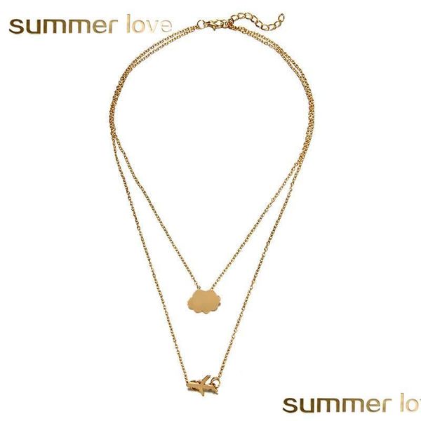 pendant necklaces mtilayer chain choker necklace for women creative airplane cloud adjustable size gold trendy jewelry drop de dh0nf, Silver
pendant necklaces mtilayer chain choker necklace for women creative airplane cloud adjustable size gold trendy jewelry drop de dh0nf, Silver