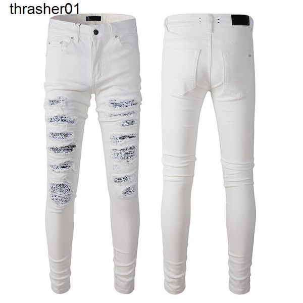 men's jeans amirs fashion brand white patch denim casual leggings casual tube, Blue
men's jeans amirs fashion brand white patch denim casual leggings casual tube, Blue