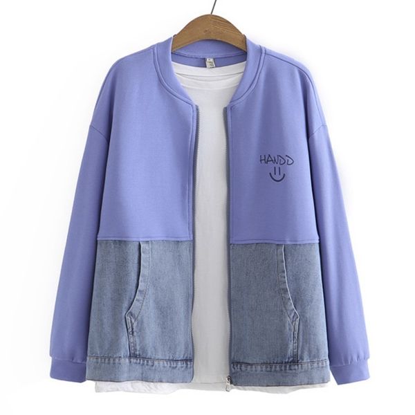 women s plus size outerwear coats autumn jacket women clothing 4xl loose smiling face baseball uniform casual denim splice long sleeve outwe, Black
women s plus size outerwear coats autumn jacket women clothing 4xl loose smiling face baseball uniform casual denim splice long sleeve outwe, Black