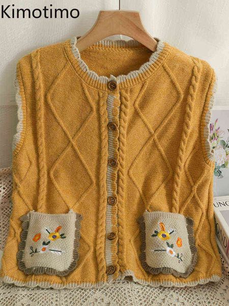 women's sweaters kimotimo embroidery pockets vest women 2022 autumn o neck argyle sweater vest korean retro colorblock knit j220915, White;black
women's sweaters kimotimo embroidery pockets vest women 2022 autumn o neck argyle sweater vest korean retro colorblock knit j220915, White;black