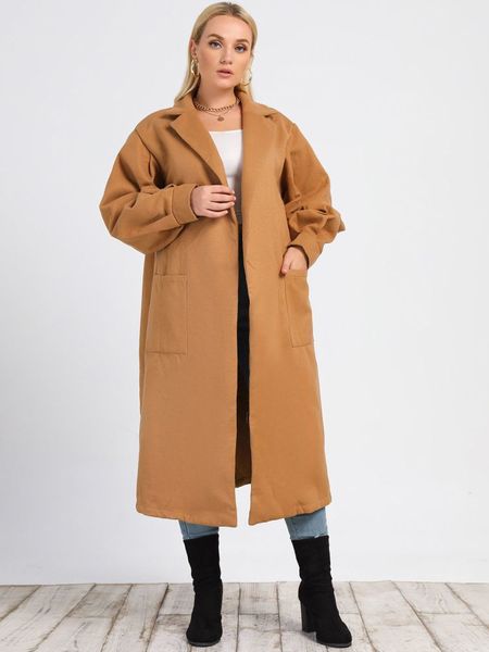 women s two piece pants plus size pocket long coat autumn winter elegant solid open front female overcoat 220922, White
women s two piece pants plus size pocket long coat autumn winter elegant solid open front female overcoat 220922, White