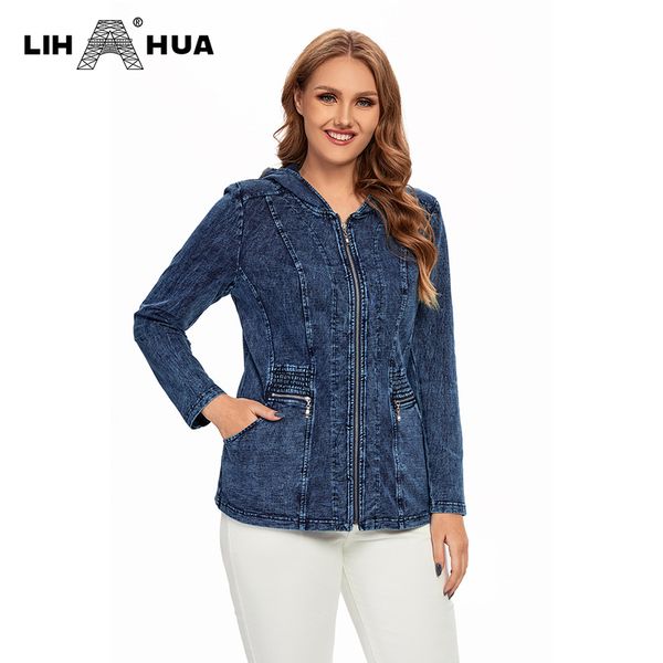 women s plus size outerwear coats lih hua hooded denim jacket cotton casual fall stretch knit fashion 220922, Black
women s plus size outerwear coats lih hua hooded denim jacket cotton casual fall stretch knit fashion 220922, Black