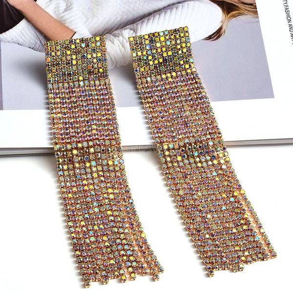 long colorful crystal chain tassel dangle earrings fashion pendant jewelry accessories for women, Silver
long colorful crystal chain tassel dangle earrings fashion pendant jewelry accessories for women, Silver