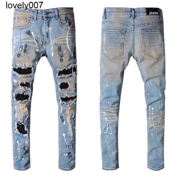 men's jeans tide brand amirs used jeans youth stretch slim small foot patch high street jeans, Blue
men's jeans tide brand amirs used jeans youth stretch slim small foot patch high street jeans, Blue