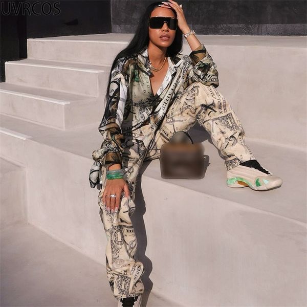 women's two piece pants uvrcos suit women fall womens fashion print turndown neck singlebreasted long sleeve straight trousers tracksui, White
women's two piece pants uvrcos suit women fall womens fashion print turndown neck singlebreasted long sleeve straight trousers tracksui, White