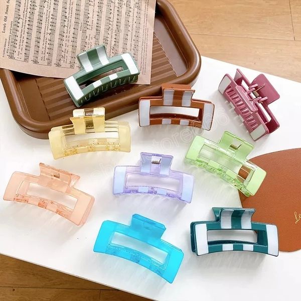 korean fashion clamps medium 8cm hollow rectangle vertical stripe two color transparent plastic hair clip claw hair accessories, Slivery;golden
korean fashion clamps medium 8cm hollow rectangle vertical stripe two color transparent plastic hair clip claw hair accessories, Slivery;golden