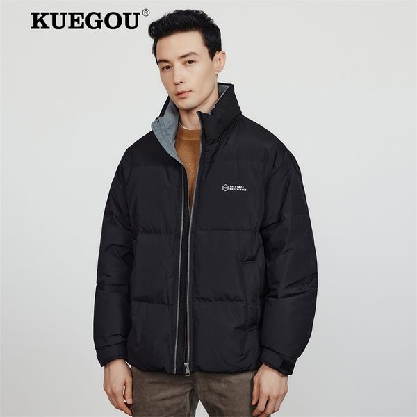 men's down parkas kuegou winter thick jackets warm 90% white duck coats quality basic puffer jacket waist zip plus size 3157 220922, Black
men's down parkas kuegou winter thick jackets warm 90% white duck coats quality basic puffer jacket waist zip plus size 3157 220922, Black