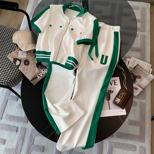 women's two piece pants casual sports trousers suits women summer lapel short sleeve zipper lace up wide leg pants 2 piece sets womens, White 
women's two piece pants casual sports trousers suits women summer lapel short sleeve zipper lace up wide leg pants 2 piece sets womens, White