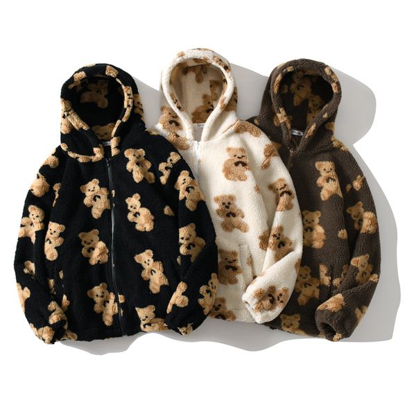 fleece hooded down jackets streetwear casual harajuku hip hop men women fashion bear print full zip hooded coat outwear, Black;brown
fleece hooded down jackets streetwear casual harajuku hip hop men women fashion bear print full zip hooded coat outwear, Black;brown