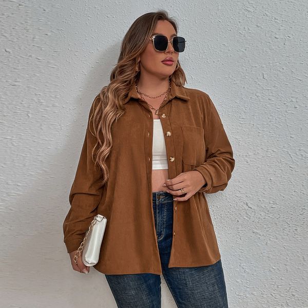 women s plus size outerwear coats fashion women outwear corduroy long sleeve shirt all match polo collar basic casual large blouse coat 2209, Black
women s plus size outerwear coats fashion women outwear corduroy long sleeve shirt all match polo collar basic casual large blouse coat 2209, Black