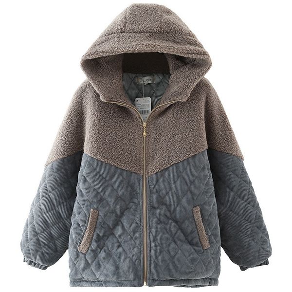 women s plus size outerwear coats winter parka women padded jacket fleece splice corduroy hooded thick coat warm fashion loose clothes 22092, Black
women s plus size outerwear coats winter parka women padded jacket fleece splice corduroy hooded thick coat warm fashion loose clothes 22092, Black