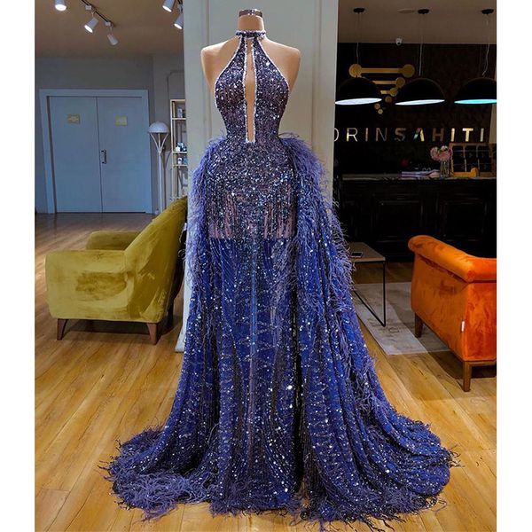 dark blue evening dresses sleeveless deep v neck halter appliques sequins detachable train feather floor length high fashion plus size party, Black;red
dark blue evening dresses sleeveless deep v neck halter appliques sequins detachable train feather floor length high fashion plus size party, Black;red