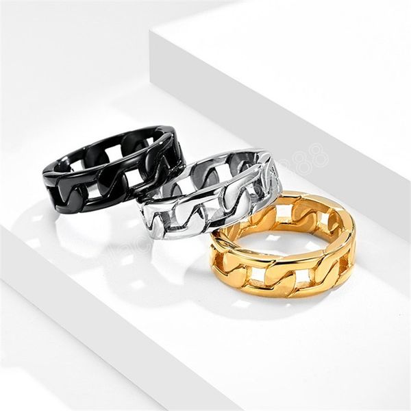 punk vintage ring 7mm black gold silver color stainless steel cuban chain link rings for women men
punk vintage ring 7mm black gold silver color stainless steel cuban chain link rings for women men
