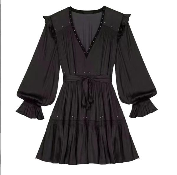 908 l 2022 autumn women's runway dress long sleeve v neck black dress flora print qianhe
908 l 2022 autumn women's runway dress long sleeve v neck black dress flora print qianhe