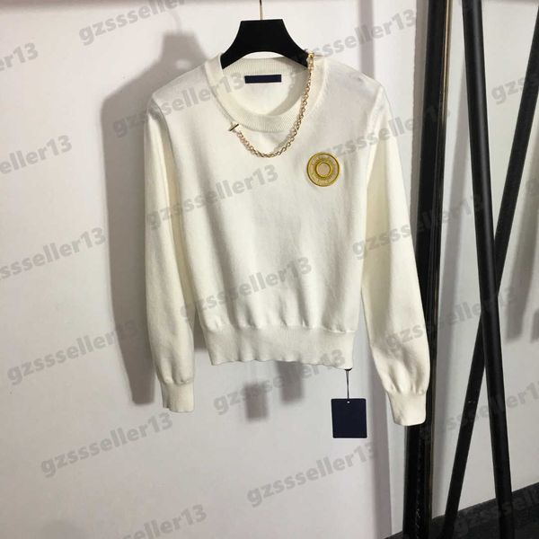 designer cardigan womens sweater metal chain decoration embroidered logo women sweaters round neck shoulder zip sweater 0912, White;black
designer cardigan womens sweater metal chain decoration embroidered logo women sweaters round neck shoulder zip sweater 0912, White;black