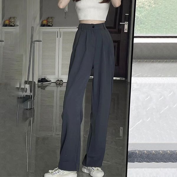 women's pants capris high waist long mopping pant pleated suit trousers for female woman fluid pantalones de mujer 220922, Black;white
women's pants capris high waist long mopping pant pleated suit trousers for female woman fluid pantalones de mujer 220922, Black;white