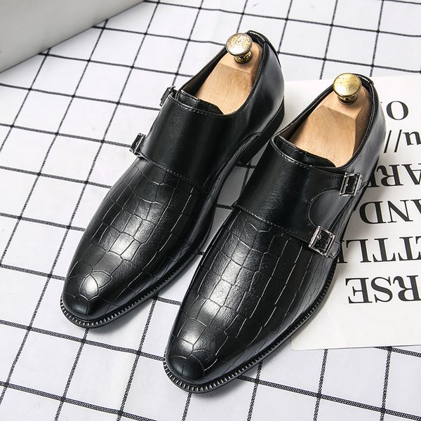 belt buckle men casual leathe shoes crocodile pattern solid color daily professional banquet double buckle comfortable breathable dress shoe, Black
belt buckle men casual leathe shoes crocodile pattern solid color daily professional banquet double buckle comfortable breathable dress shoe, Black