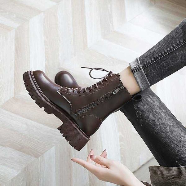 boots women autumn and winter new ankle fashion lace up zipper botas mujer sport platform martin casual shoes j220923, Black
boots women autumn and winter new ankle fashion lace up zipper botas mujer sport platform martin casual shoes j220923, Black