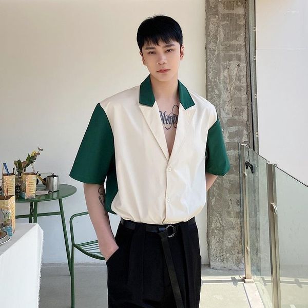 casual shirts summer era bv green retro contrast color literary shirt trendy net red loose fashion half, White;black
casual shirts summer era bv green retro contrast color literary shirt trendy net red loose fashion half, White;black