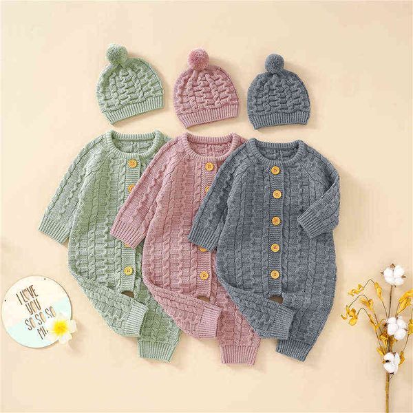rompers baby girl boy knitting jumpsuit winter clothes set long sleeves round neck button closure solid color warm romper with hat j220922, Blue
rompers baby girl boy knitting jumpsuit winter clothes set long sleeves round neck button closure solid color warm romper with hat j220922, Blue