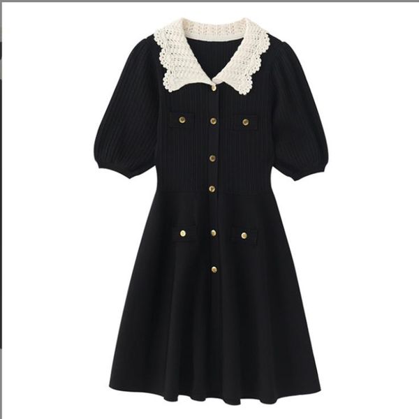 908 l 2022 autumn women's runway dress short sleeve lapel neck black kint dress flora print qianhe
908 l 2022 autumn women's runway dress short sleeve lapel neck black kint dress flora print qianhe