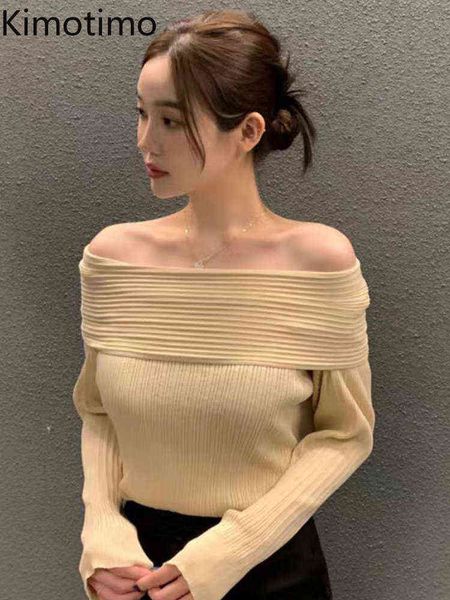 women's sweaters kimotimo one word neck knitted sweater women autumn off shoulder design texture slim pullover korean chic temperament, White;black
women's sweaters kimotimo one word neck knitted sweater women autumn off shoulder design texture slim pullover korean chic temperament, White;black