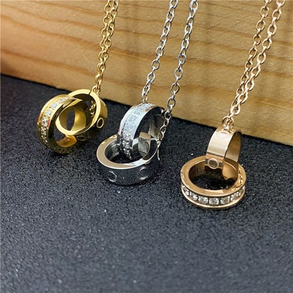 mens luxury necklace womens pendant designer necklace circle double ring simple love classic fashion jewelry stainless steel diamond chain n, Silver
mens luxury necklace womens pendant designer necklace circle double ring simple love classic fashion jewelry stainless steel diamond chain n, Silver