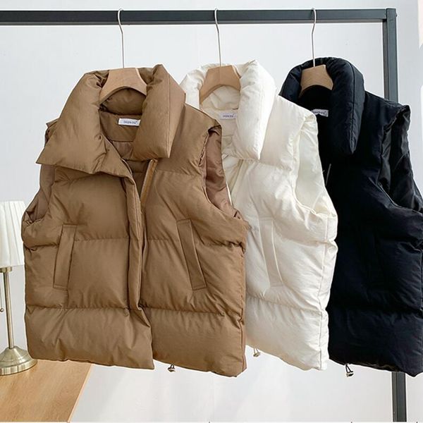 winter women's vest stand collar zipper sleeveless padded puff jacket overcoat solid color loose drawstring waistcoat vest coat, Black;white
winter women's vest stand collar zipper sleeveless padded puff jacket overcoat solid color loose drawstring waistcoat vest coat, Black;white