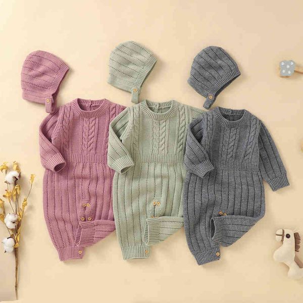 rompers baby spring autumn clothes set knitted romper solid long sleeves jumpsuit hats toddler baby boys girls 2 piece outfit j220922, Blue
rompers baby spring autumn clothes set knitted romper solid long sleeves jumpsuit hats toddler baby boys girls 2 piece outfit j220922, Blue