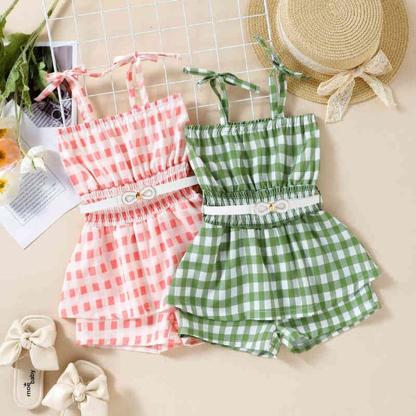 rompers 2 pieces kid girl fashion sleeveless playsuit plaid print spaghetti tie up straps high waist jumpsuit shorts with belt j220922, Blue
rompers 2 pieces kid girl fashion sleeveless playsuit plaid print spaghetti tie up straps high waist jumpsuit shorts with belt j220922, Blue