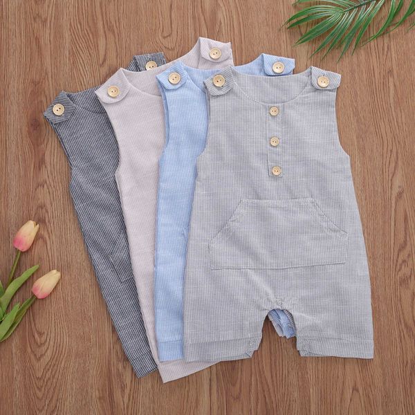 rompers wholesale baby summer romper toddler newborn baby girls boys cotton linen sleeveless stripe pocket romper jumpsuits clothing j220922, Blue
rompers wholesale baby summer romper toddler newborn baby girls boys cotton linen sleeveless stripe pocket romper jumpsuits clothing j220922, Blue