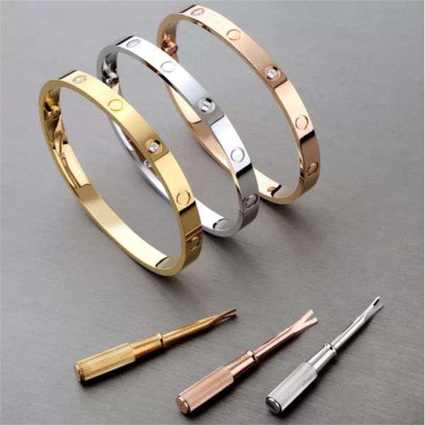 

love gold bracelet designer jewelry rose gold bangle luxurious design jewellery mens and womans charm cuff friendly couple screwdriver brace, Golden;silver