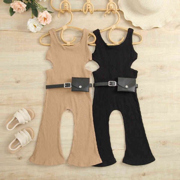 rompers 2022 toddler kids girls sleeveless jumpsuit solid color knitted ribbed flare pants summer casual clothing with waist bag j220922, Blue
rompers 2022 toddler kids girls sleeveless jumpsuit solid color knitted ribbed flare pants summer casual clothing with waist bag j220922, Blue
