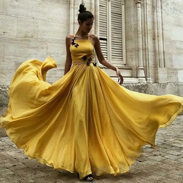 elegant yellow prom dresses a line halter neck pleats long evening gowns women occasion plus size, Black
elegant yellow prom dresses a line halter neck pleats long evening gowns women occasion plus size, Black