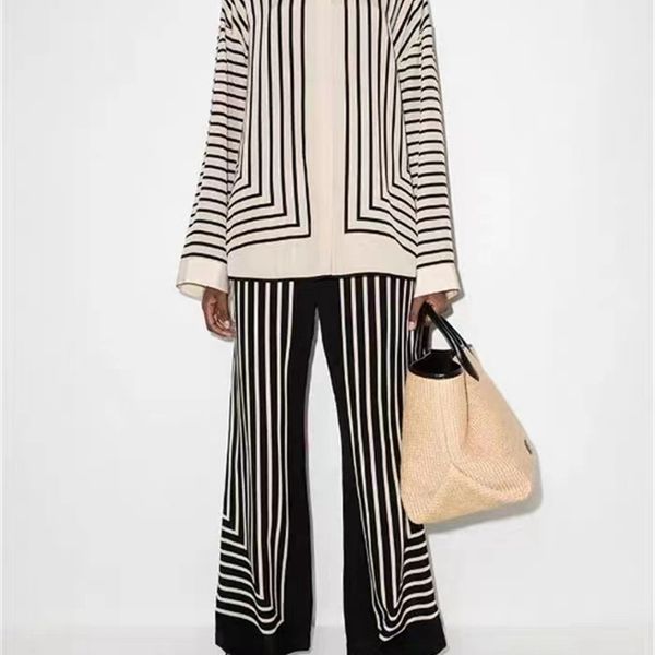 women's pants capris women pants spring 100 silk stripe print elastic waist loose wide feet casual long trousers 220923, Black;white
women's pants capris women pants spring 100 silk stripe print elastic waist loose wide feet casual long trousers 220923, Black;white