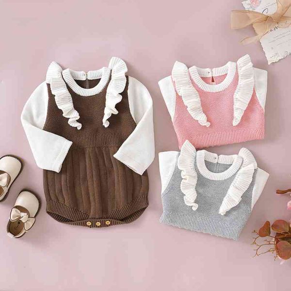 rompers baby girl knit jumpsuit ruffle long sleeves round neck patchwork romper spring autumn winter baby girl clothes j220922, Blue
rompers baby girl knit jumpsuit ruffle long sleeves round neck patchwork romper spring autumn winter baby girl clothes j220922, Blue