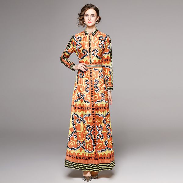 vintage printed orange shirt long dress full sleeve 2022 runway designer elegant womens button maxi dresses casual office ladies slim a-line, Black;gray
vintage printed orange shirt long dress full sleeve 2022 runway designer elegant womens button maxi dresses casual office ladies slim a-line, Black;gray