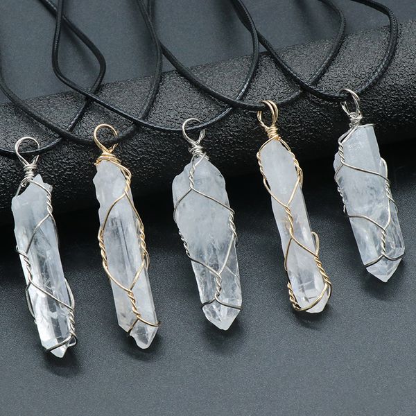 natural stone wire winding necklace irregular rock crystal clear quartz pendant necklaces for women jewelry gift, Silver
natural stone wire winding necklace irregular rock crystal clear quartz pendant necklaces for women jewelry gift, Silver