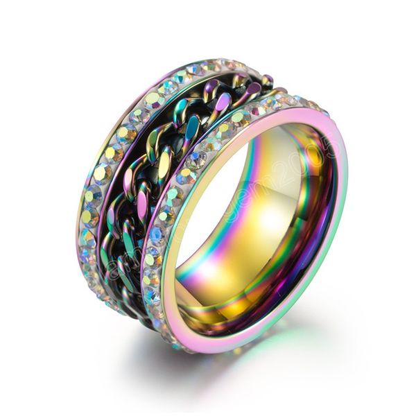 316l stainless steel colorful chain ring for men high polished cubic zirconia wedding party ring jewelry gift, Silver
316l stainless steel colorful chain ring for men high polished cubic zirconia wedding party ring jewelry gift, Silver