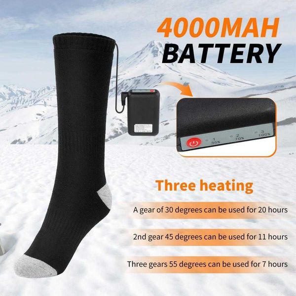 men's socks 1 pair outdoor heated 4000mah rechargeable battery 3 heat settings thermal winter warm with 2 power bank y2209, Black
men's socks 1 pair outdoor heated 4000mah rechargeable battery 3 heat settings thermal winter warm with 2 power bank y2209, Black