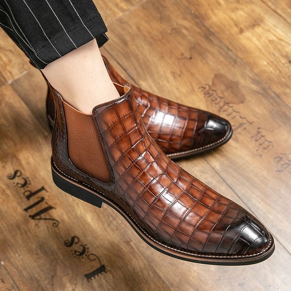 chelsea boots men shoes martin boot solid color classic business casual fashion all-match crocodile pattern one-foot ankle boots, Black
chelsea boots men shoes martin boot solid color classic business casual fashion all-match crocodile pattern one-foot ankle boots, Black
