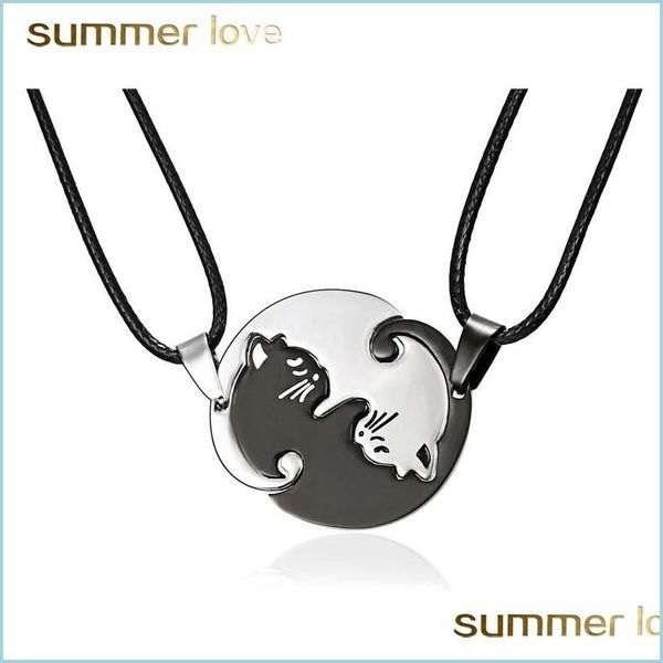 pendant necklaces 2pcs/set black white cat couple necklace for stainless steel pendant leather rope fashion jewelry set drop delivery dhwpc, Silver
pendant necklaces 2pcs/set black white cat couple necklace for stainless steel pendant leather rope fashion jewelry set drop delivery dhwpc, Silver