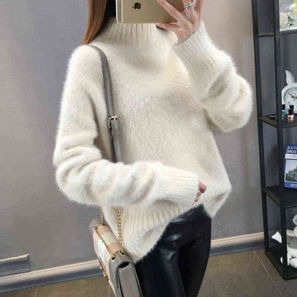 women's sweaters wywm knitted mink fleece women winter autumn korean style loose solid female warm basic soft mock neck jumper j220915, White;black
women's sweaters wywm knitted mink fleece women winter autumn korean style loose solid female warm basic soft mock neck jumper j220915, White;black