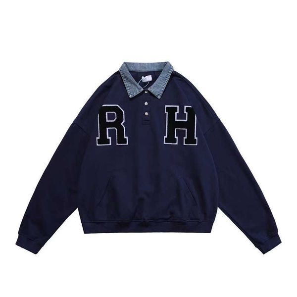 mens and womens hoodie rhudessweatshirt autumn designer hoodies pullover sweatshirts new letter sticker towel embroidery denim collar splice, Black
mens and womens hoodie rhudessweatshirt autumn designer hoodies pullover sweatshirts new letter sticker towel embroidery denim collar splice, Black