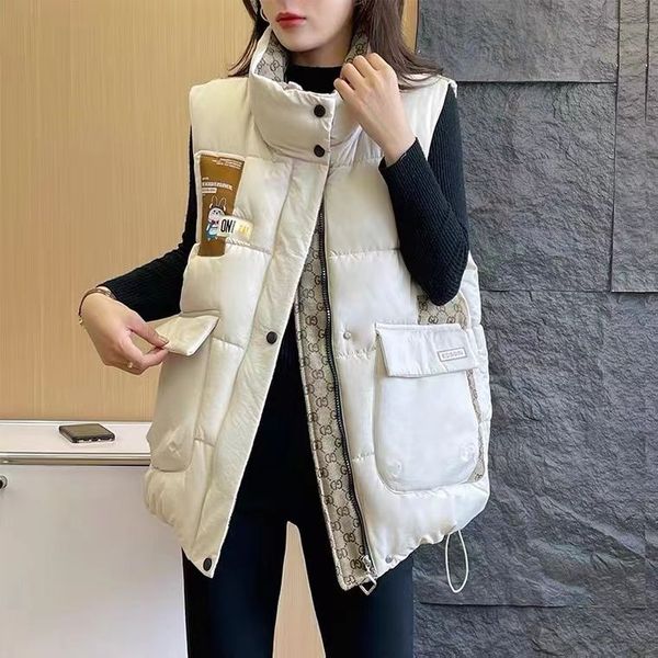 winter warm women's vest fashion printed letters cotton down puffer casual all-match sleeveless jacket winter long stand collar zipper, Black;white
winter warm women's vest fashion printed letters cotton down puffer casual all-match sleeveless jacket winter long stand collar zipper, Black;white